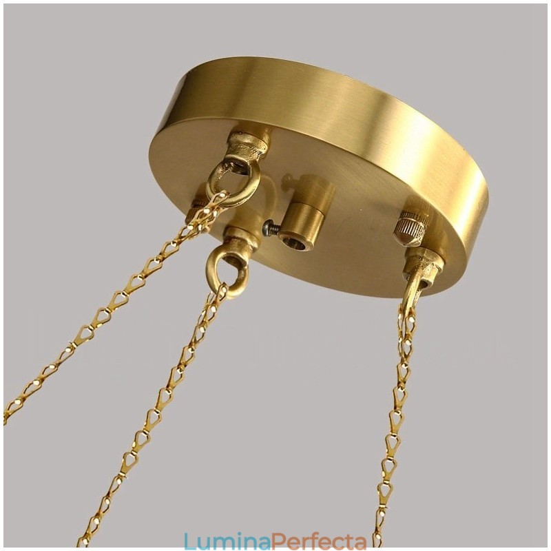 Candelabru rotund rustic Lodge în stil fasole din alamă pură cu nuanțe albe