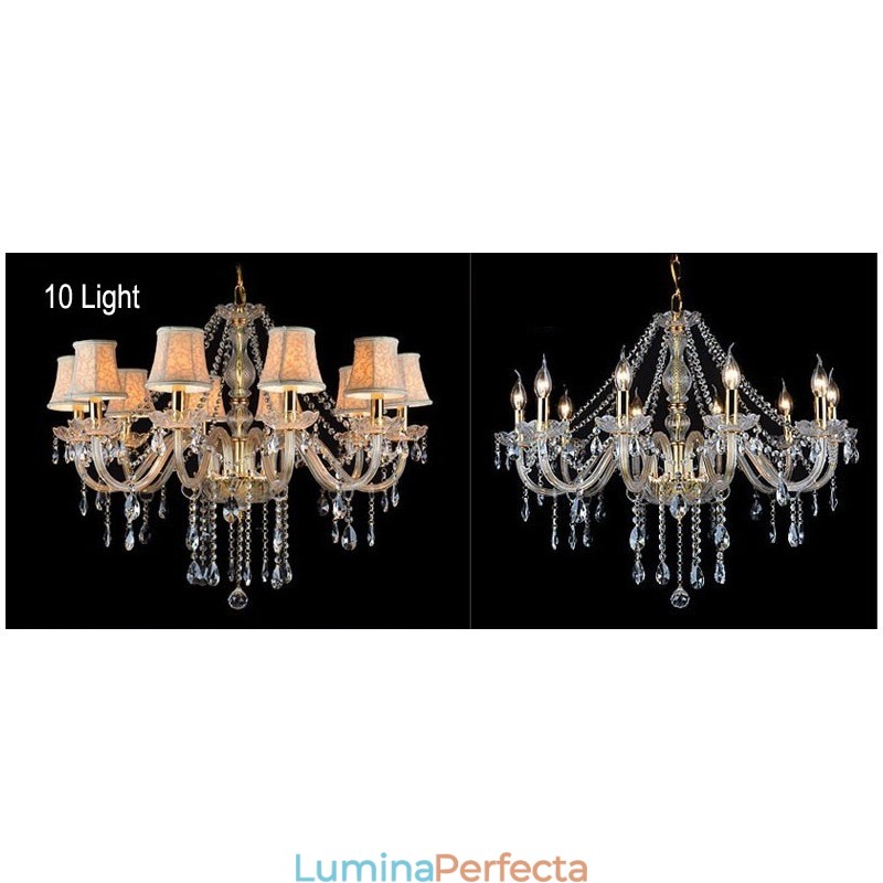 Lumanare de culoare aurie Candelabru mare din cristal K9 cu nuante