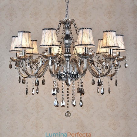 Lumanare de culoare gri Candelabru mare din cristal K9 cu nuante Lumanare de culoare gri Candelabru mare din cristal K9 cu nuante