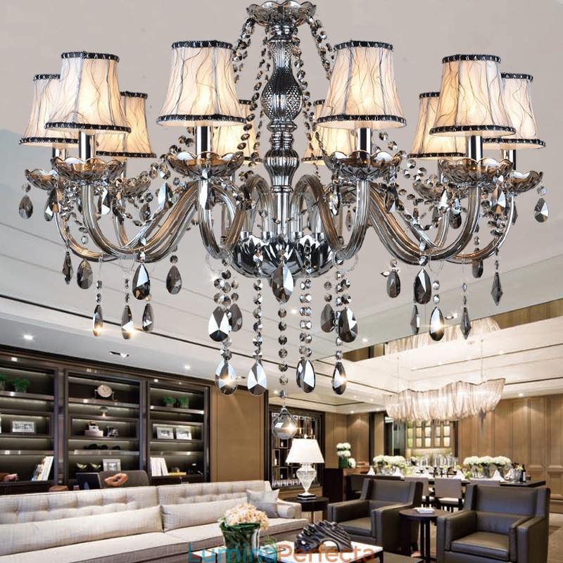 Lumanare de culoare gri Candelabru mare din cristal K9 cu nuante