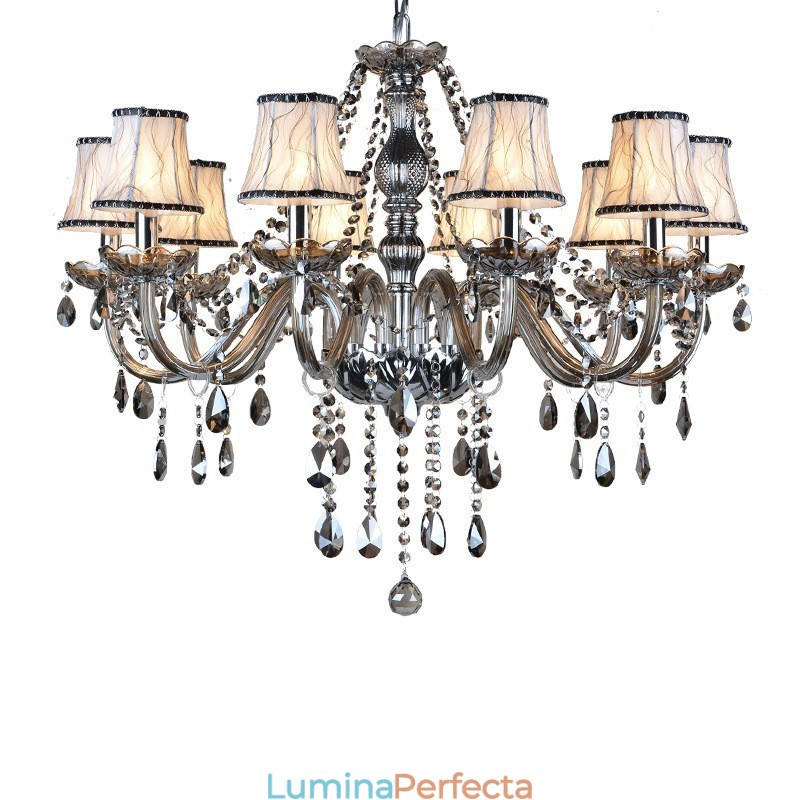 Lumanare de culoare gri Candelabru mare din cristal K9 cu nuante