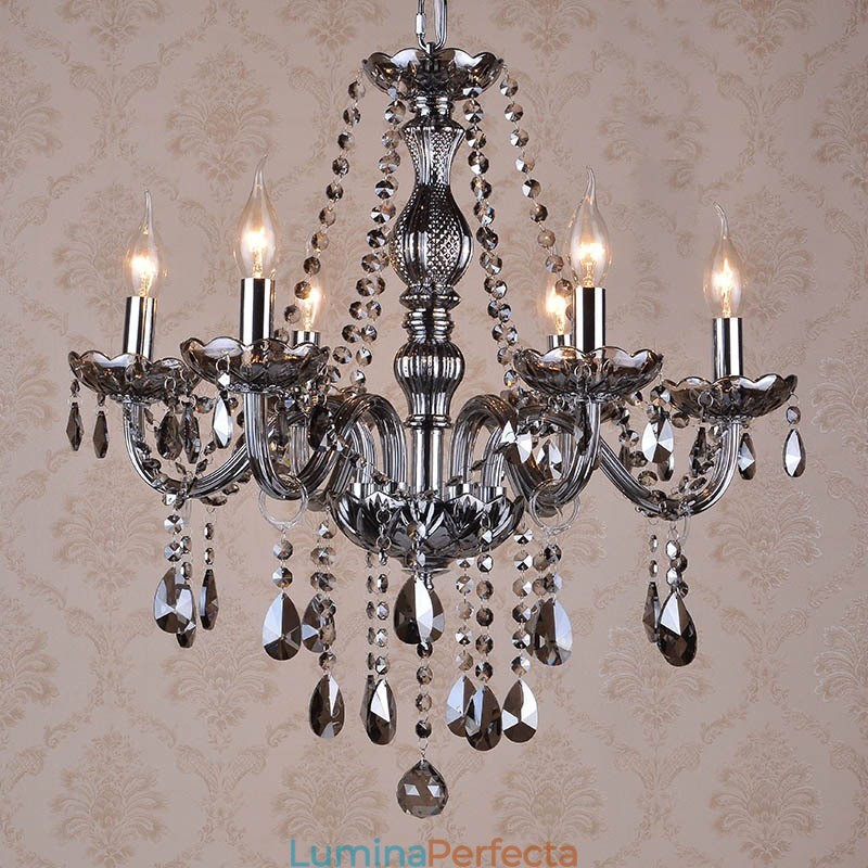 Lumanare de culoare gri Candelabru mare din cristal K9 cu nuante
