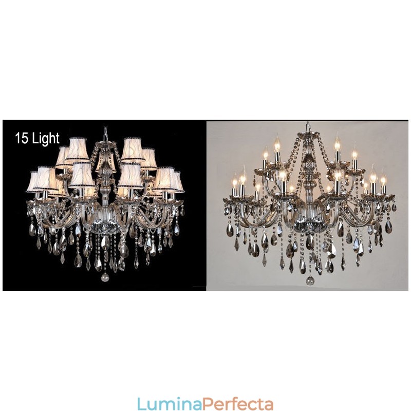 Lumanare de culoare gri Candelabru mare din cristal K9 cu nuante