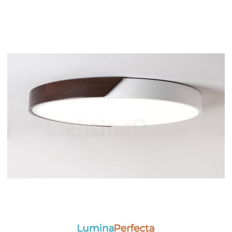 Plafoniere retro din lemn de culoare nuc, ultra subțiri, rotunde, reglabile, cu montare încastrabilă, cu umbră acrilică, pot fi, de asemenea, folosite ca lampă de perete