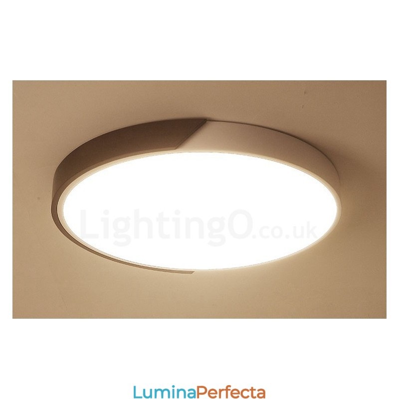 Plafoniere retro din lemn de culoare nuc, ultra subțiri, rotunde, reglabile, cu montare încastrabilă, cu umbră acrilică, pot fi, de asemenea, folosite ca lampă de perete
