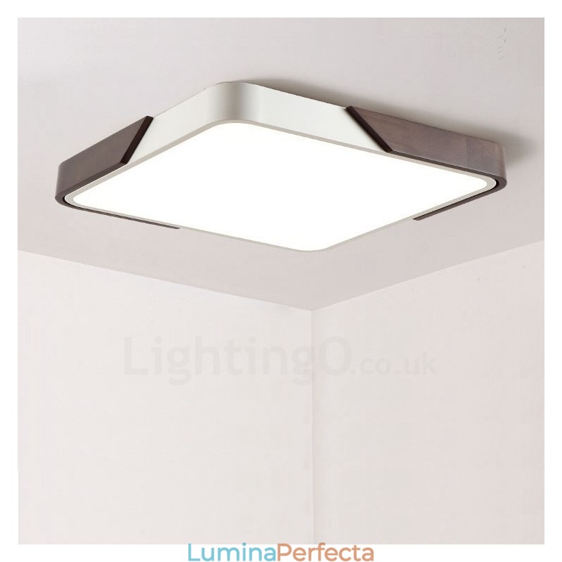 Plafoniere retro din lemn de culoare nuc, ultra subțiri, pătrate, reglabile, cu montare încastrabilă, cu umbră acrilică, pot fi, de asemenea, folosite ca lampă de perete