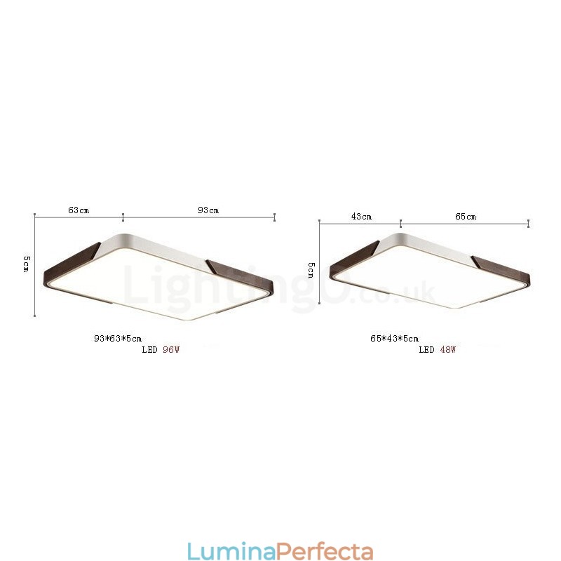 Plafoniere retro subțiri din lemn de culoare nuc, dreptunghiulare, reglabile, cu abajur din acril, pot fi folosite și ca lampă de perete