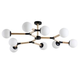 Candelabru molecular din lemn nordic modern de fasole magică cu abajururi din sticlă