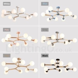 Candelabru molecular din lemn nordic modern de fasole magică cu abajururi din sticlă