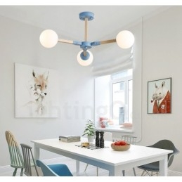 Candelabru molecular din lemn nordic modern de fasole magică cu abajururi din sticlă