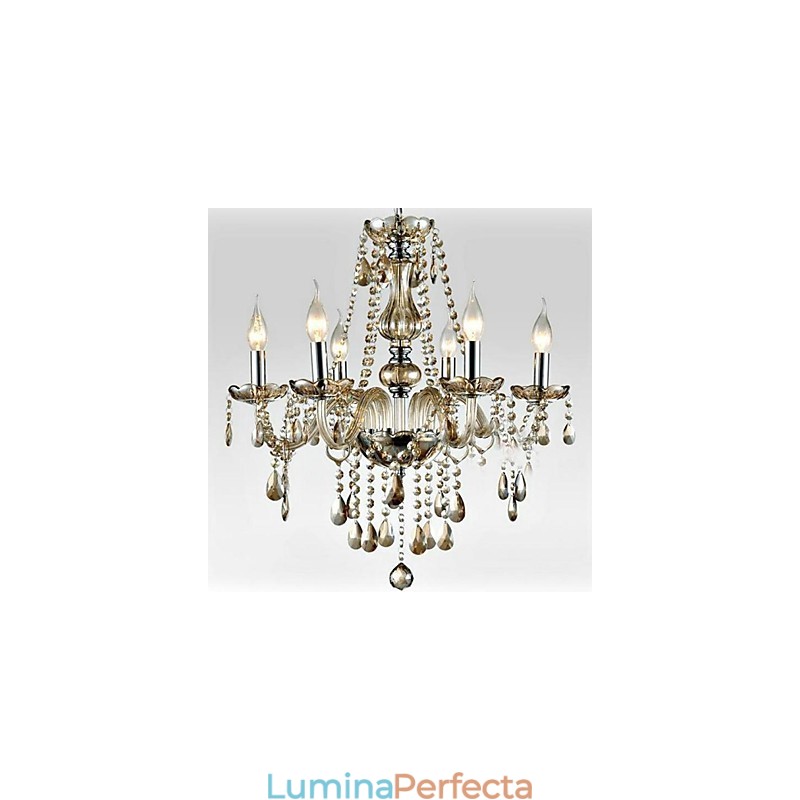 6 lumini Stilul palatului Candelabru de sticla cu bec de lumanare