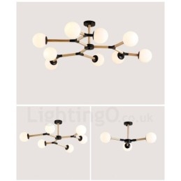 Candelabru molecular din lemn nordic modern de fasole magică cu abajururi din sticlă