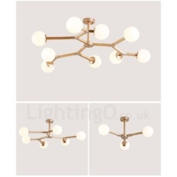 Candelabru molecular din lemn nordic modern de fasole magică cu abajururi din sticlă