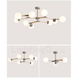 Candelabru molecular din lemn nordic modern de fasole magică cu abajururi din sticlă