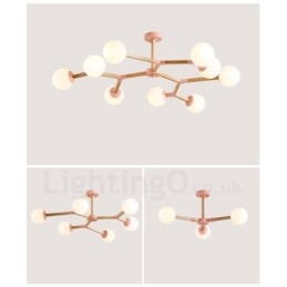 Candelabru molecular din lemn nordic modern de fasole magică cu abajururi din sticlă