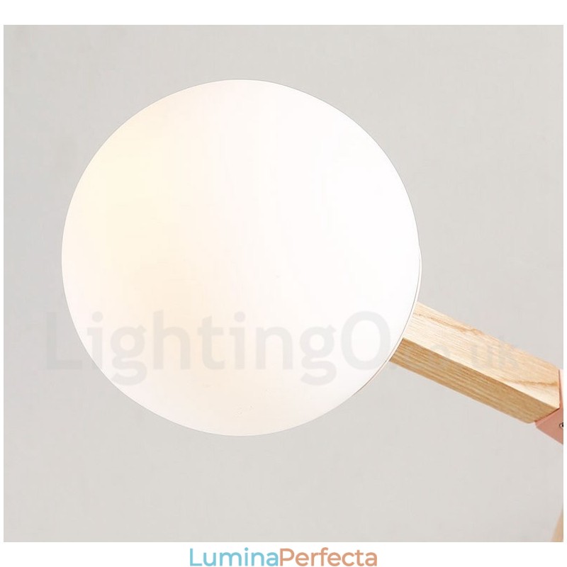 Candelabru molecular din lemn nordic modern de fasole magică cu abajururi din sticlă