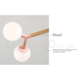 Candelabru molecular din lemn nordic modern de fasole magică cu abajururi din sticlă