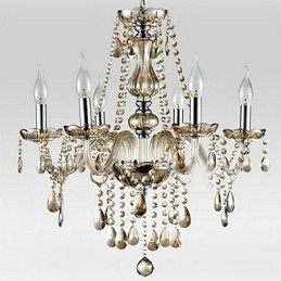 6 lumini Stilul palatului Candelabru de sticla cu bec de lumanare