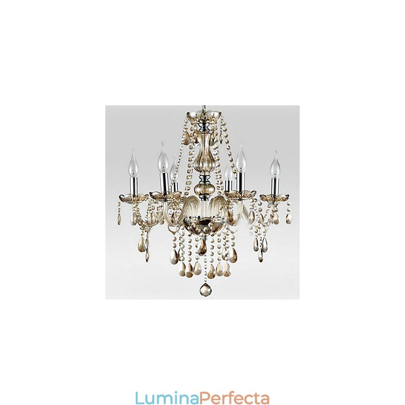 6 lumini Stilul palatului Candelabru de sticla cu bec de lumanare