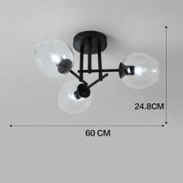 Candelabru din oțel inoxidabil Rustic Lodge cu 3 lumini cu nuanțe de sticlă transparentă sau albastră