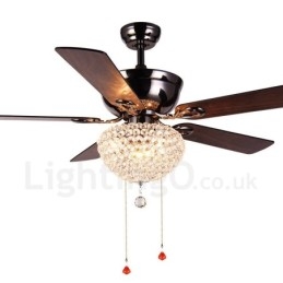 Ventilator de tavan cu telecomandă retro din lemn în stil american de 132 cm (52") cu umbră de cristal Motor cupru pur mut