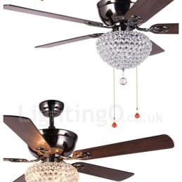 Ventilator de tavan cu telecomandă retro din lemn în stil american de 132 cm (52") cu umbră de cristal Motor cupru pur mut