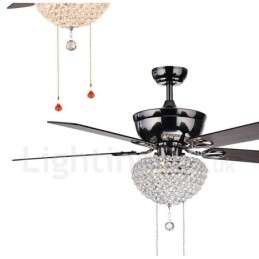 Ventilator de tavan cu telecomandă retro din lemn în stil american de 132 cm (52") cu umbră de cristal Motor cupru pur mut