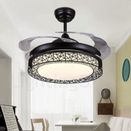 108CM (42") 91CM (36") Ventilator de tavan cu telecomandă modernă și contemporană, cu umbră acrilică, motor din cupru pur.