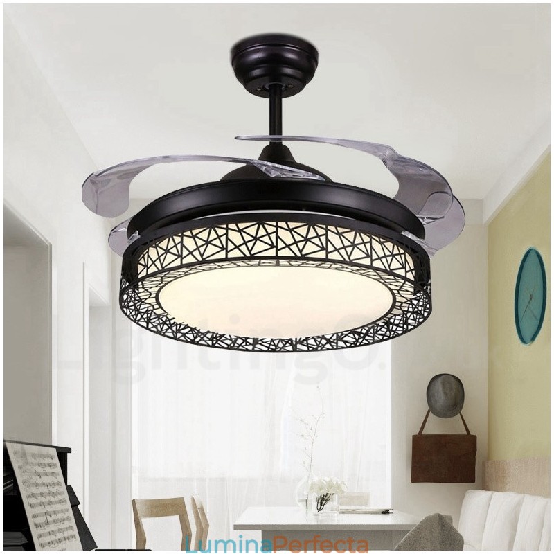 108CM (42") 91CM (36") Ventilator de tavan cu telecomandă modernă și contemporană, cu umbră acrilică, motor din cupru pur.