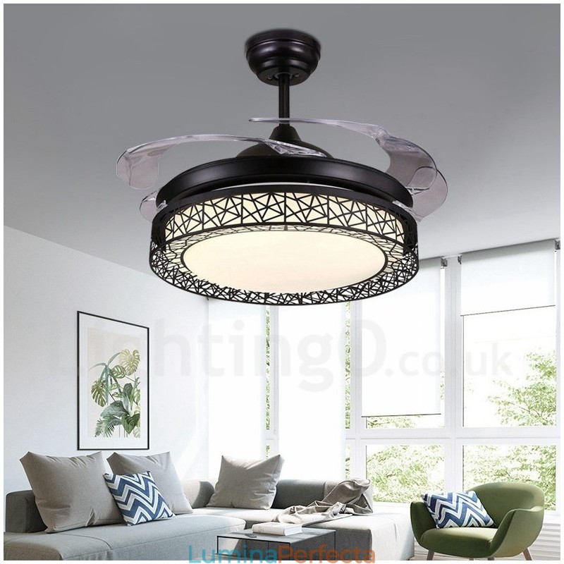 108CM (42") 91CM (36") Ventilator de tavan cu telecomandă modernă și contemporană, cu umbră acrilică, motor din cupru pur.