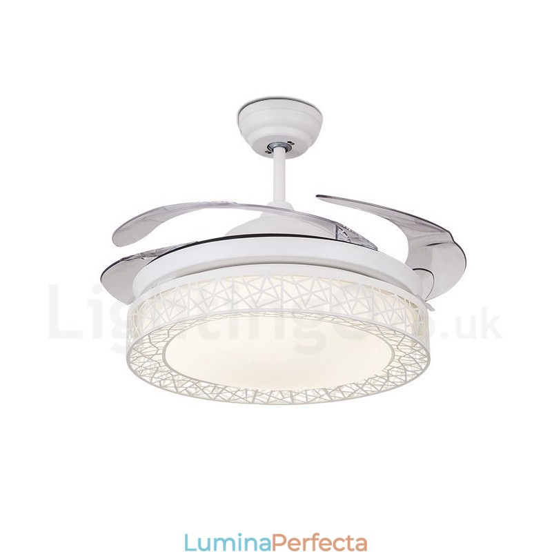 108CM (42") 91CM (36") Ventilator de tavan cu telecomandă modernă și contemporană, cu umbră acrilică, motor din cupru pur.