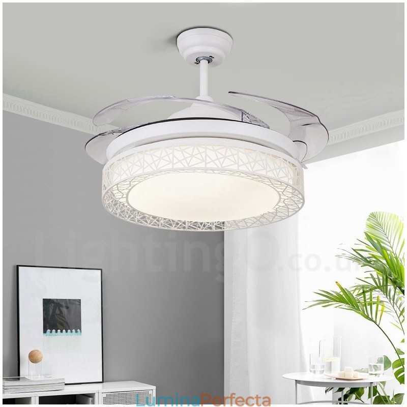 108CM (42") 91CM (36") Ventilator de tavan cu telecomandă modernă și contemporană, cu umbră acrilică, motor din cupru pur.