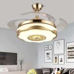 Ventilator de tavan de 108 cm (42") 91 cm (36"), modern și contemporan, cu telecomandă, de culoare aurie, cu umbră acrilică, motor din cupru pur.