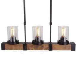 Candelabru din lemn de epocă cu 3 lumini. Iluminat liniar din lemn pentru mansardă industrială