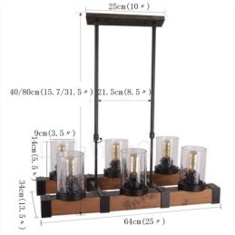 Candelabru din lemn de epocă cu 6 lumini Iluminat liniar din lemn pentru mansardă industrială