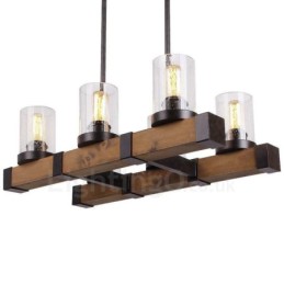 Candelabru din lemn de epocă cu 6 lumini Iluminat liniar din lemn pentru mansardă industrială