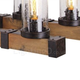 Candelabru din lemn de epocă cu 6 lumini Iluminat liniar din lemn pentru mansardă industrială