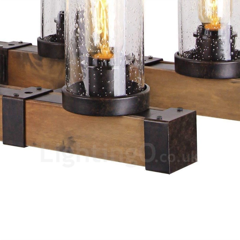 Candelabru din lemn de epocă cu 6 lumini Iluminat liniar din lemn pentru mansardă industrială