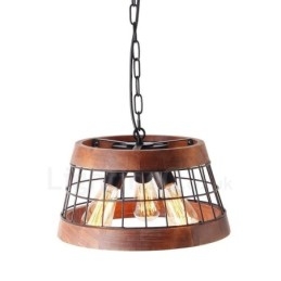 Candelabru din lemn de epocă cu 3 lumini, iluminat liniar din lemn pentru mansardă industrială
