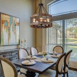 Candelabru din lemn vintage cu tambur cu 5 lumini Iluminat liniar din lemn pentru mansardă industrială