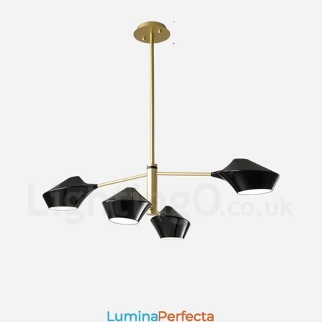 Candelabru retro liniar pe două niveluri 4 lumini cu nuanțe acrilice Garaj în aer liber Candelabru retro liniar pe două niveluri 4 lumini cu nuanțe acrilice Garaj în aer liber