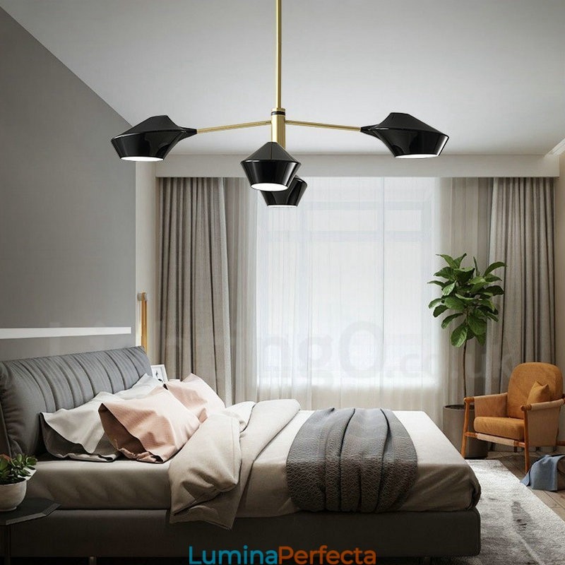Candelabru retro liniar pe două niveluri 4 lumini cu nuanțe acrilice Garaj în aer liber