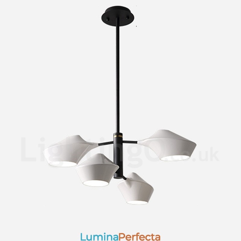 Candelabru retro liniar pe două niveluri 4 lumini cu nuanțe acrilice Garaj în aer liber