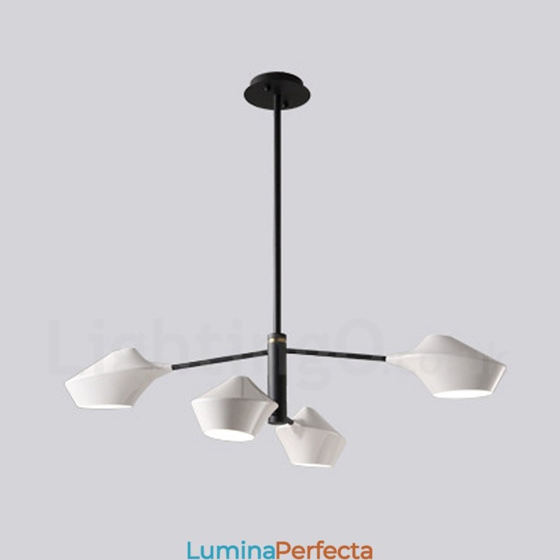 Candelabru retro liniar pe două niveluri 4 lumini cu nuanțe acrilice Garaj în aer liber