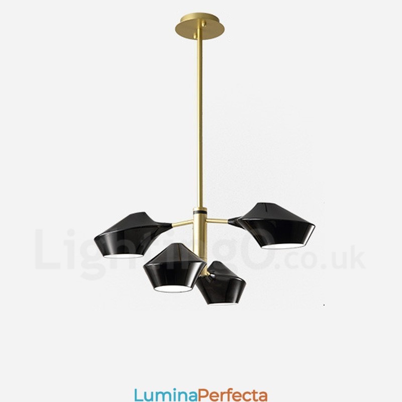 Candelabru retro liniar pe două niveluri 4 lumini cu nuanțe acrilice Garaj în aer liber