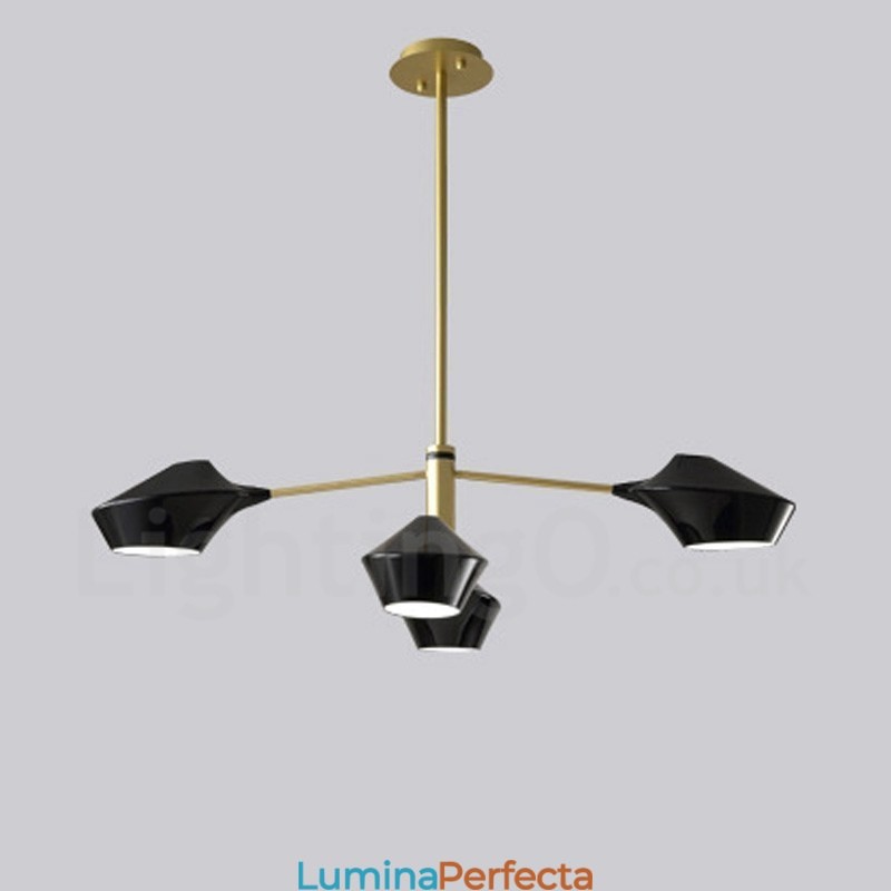 Candelabru retro liniar pe două niveluri 4 lumini cu nuanțe acrilice Garaj în aer liber