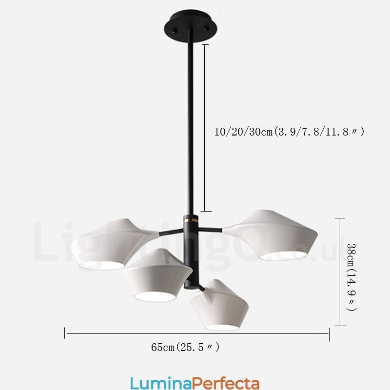 Candelabru retro liniar pe două niveluri 4 lumini cu nuanțe acrilice Garaj în aer liber