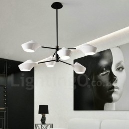 Candelabru retro liniar cu 2 niveluri multicolore 6 lumini cu nuante acrilice Garaj exterior