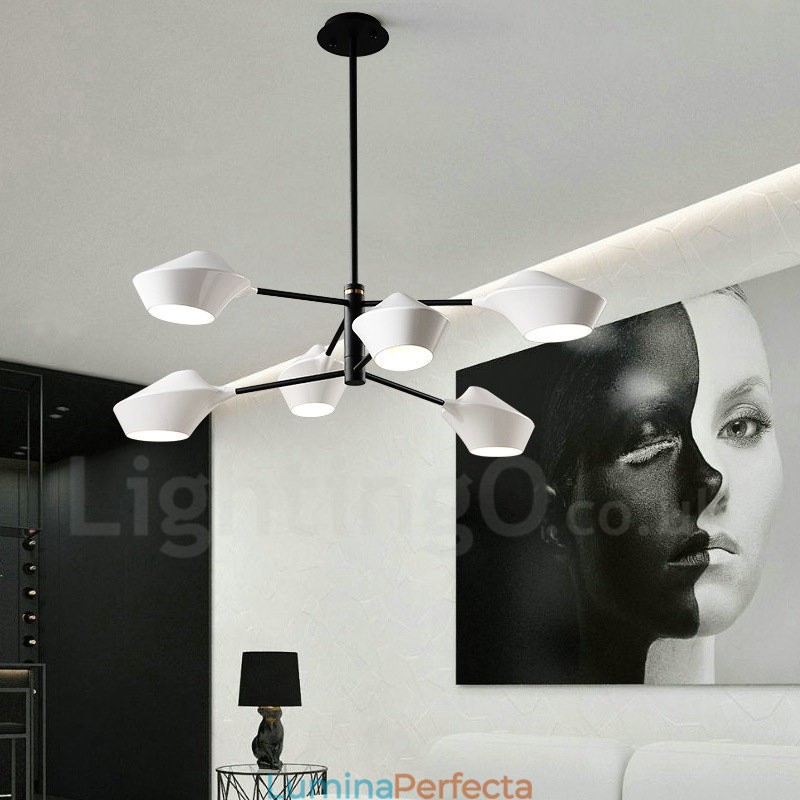 Candelabru retro liniar cu 2 niveluri multicolore 6 lumini cu nuante acrilice Garaj exterior