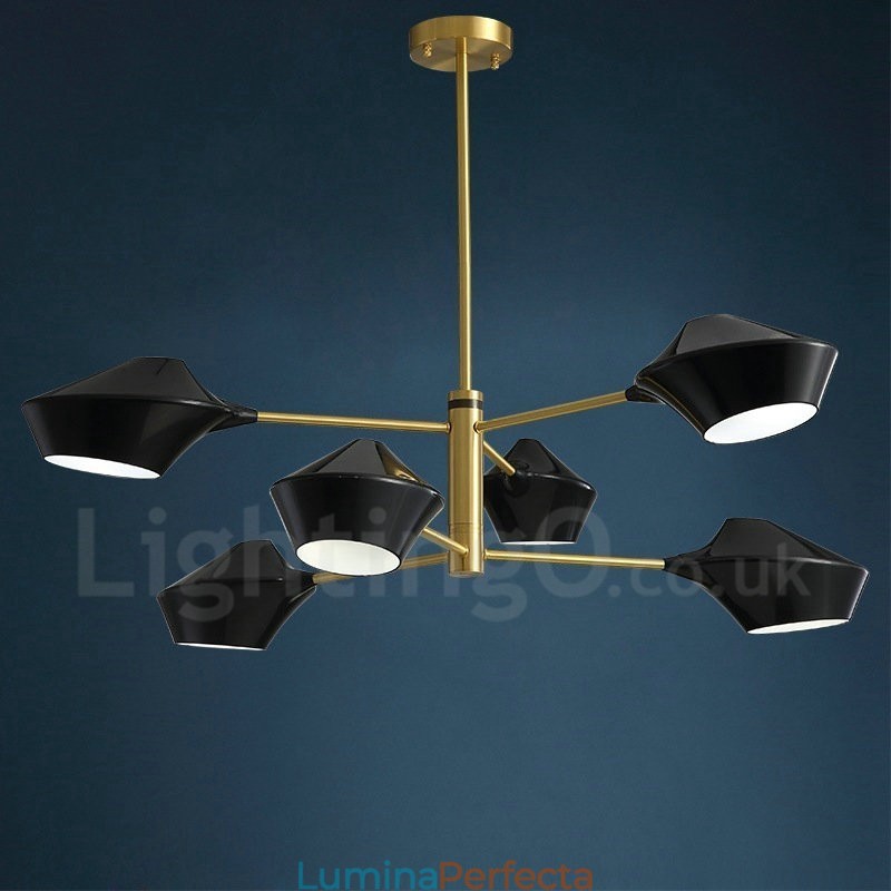 Candelabru retro liniar cu 2 niveluri multicolore 6 lumini cu nuante acrilice Garaj exterior